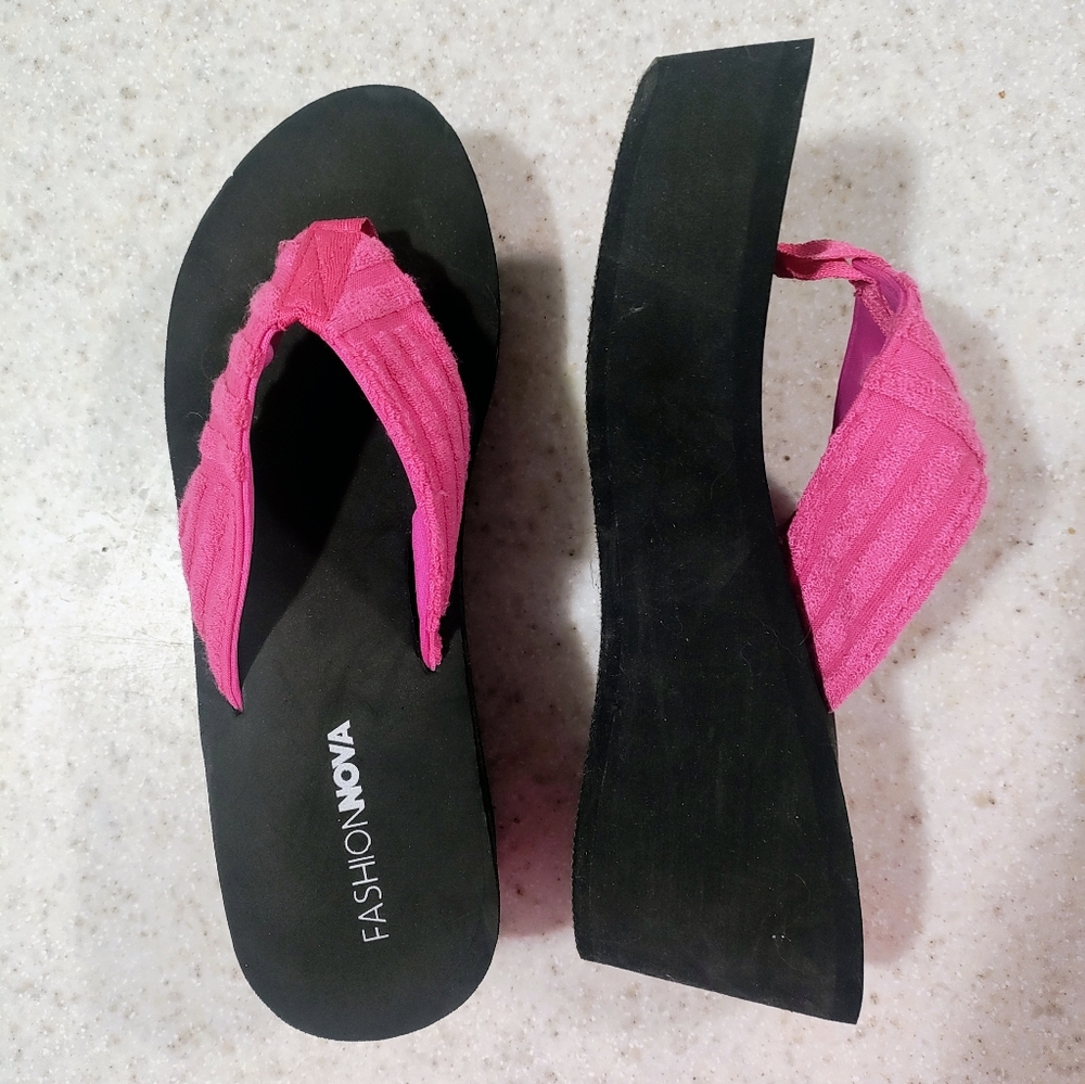 Black and Pink platform Sandals